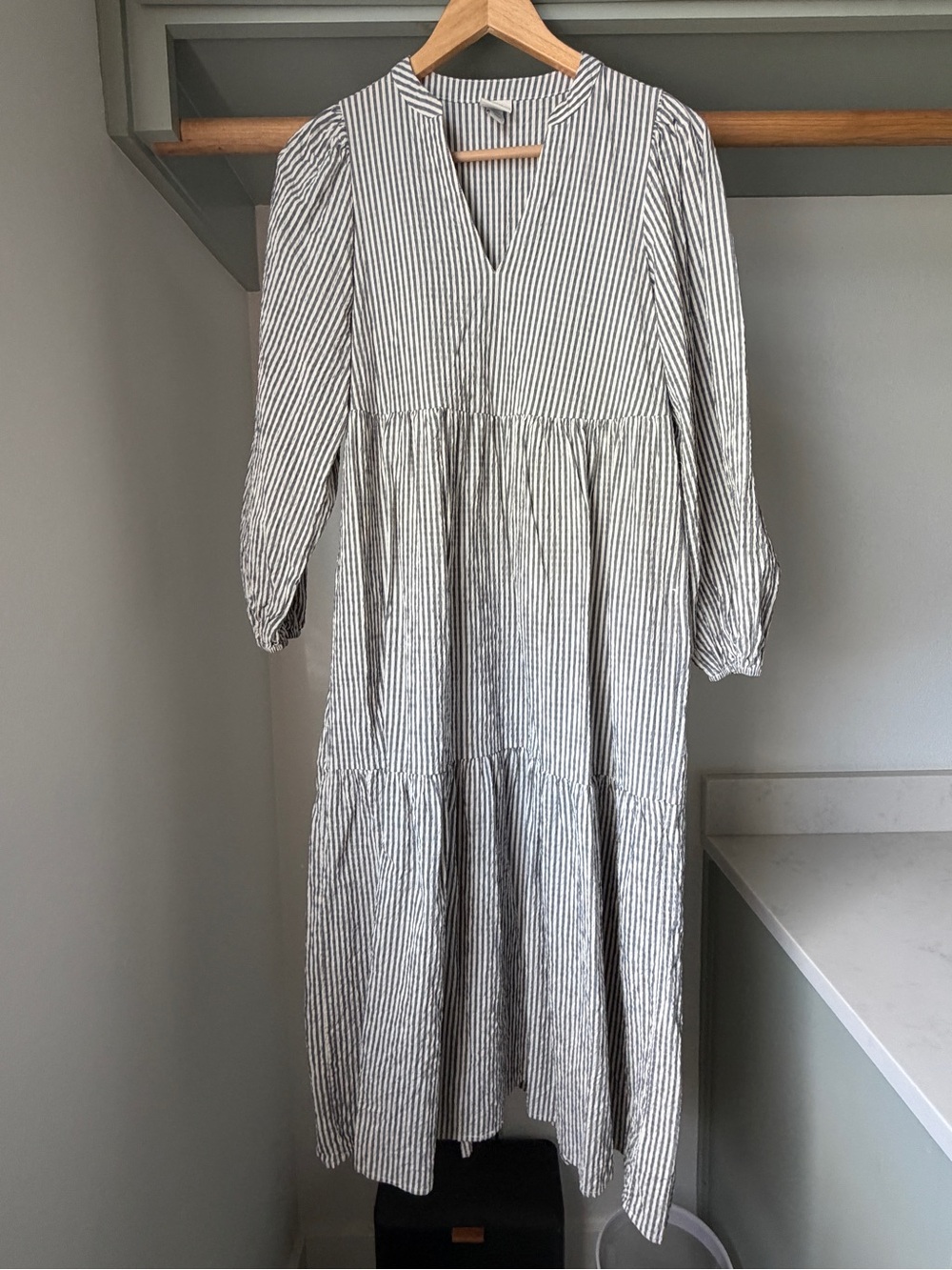 a new day XS pinstripe/seersucker maxi dress
